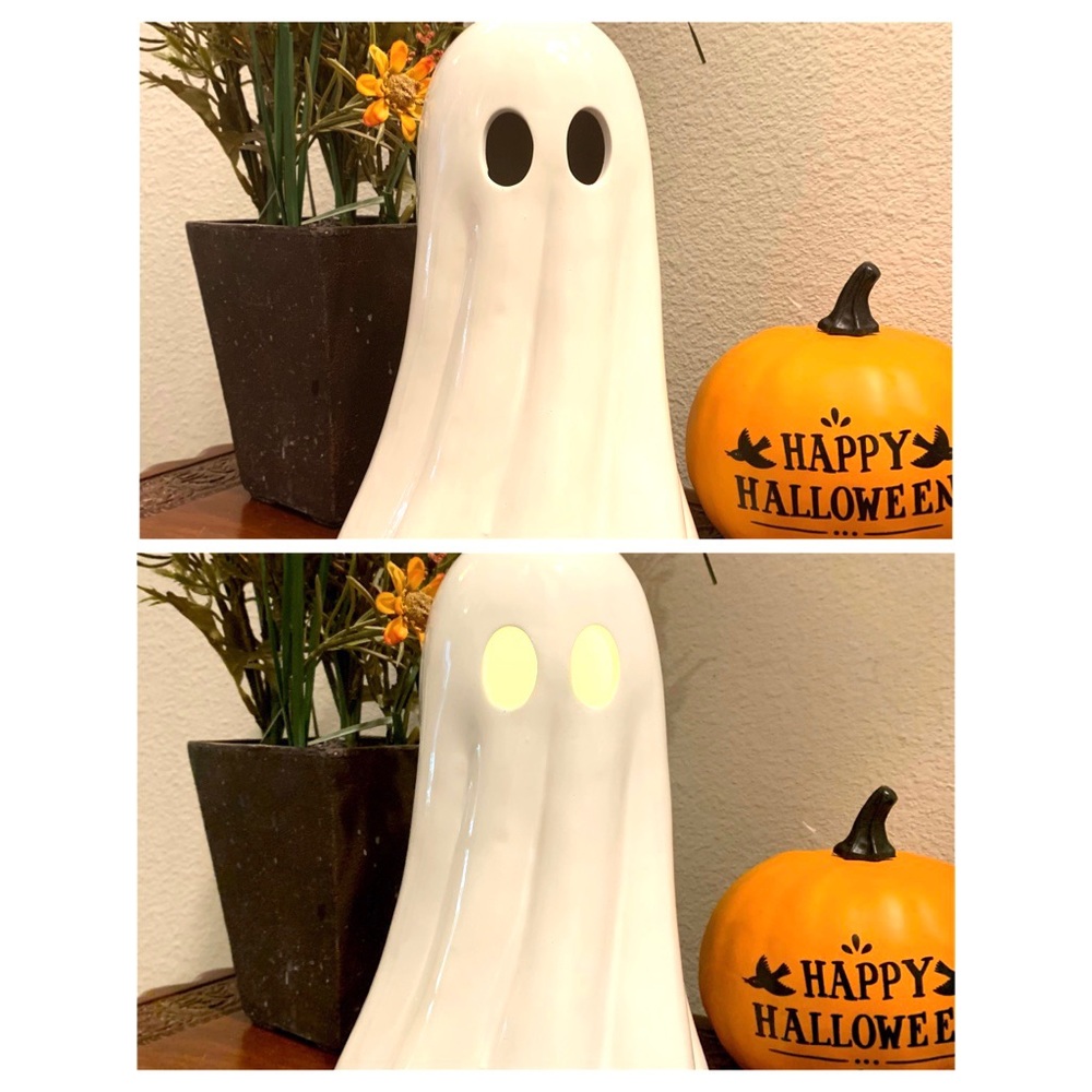 MARTHA STEWART HALLOWEEN LIGHT UP GHOST FIGURINE CERAMIC TABLETOP DECOR 8.5"